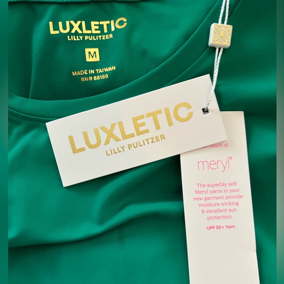 NWT Lilly Pulitzer Westley Luxletic Active SPF 50+ Green Long-Sleeve Tee, Size M - Picture 4 of 14